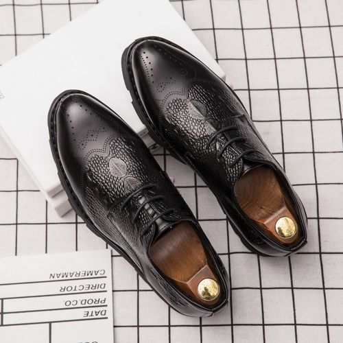 Male Shoes Vintage Men Leather Shoes Pointed Business Shoes Office Dress Shoes Black