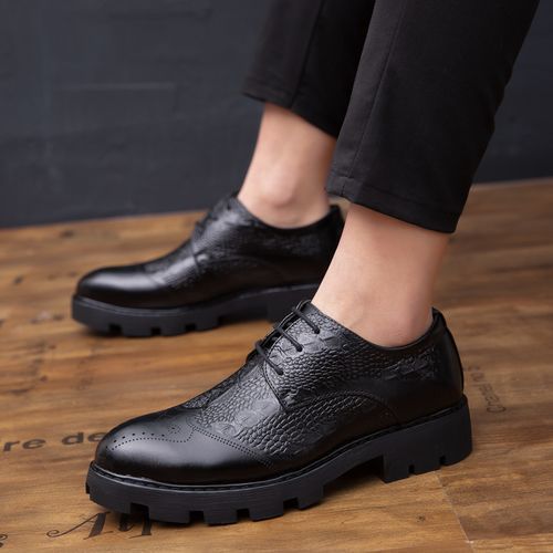 Male Shoes Vintage Men Leather Shoes Pointed Business Shoes Office Dress Shoes Black