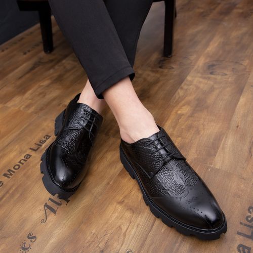 Male Shoes Vintage Men Leather Shoes Pointed Business Shoes Office Dress Shoes Black