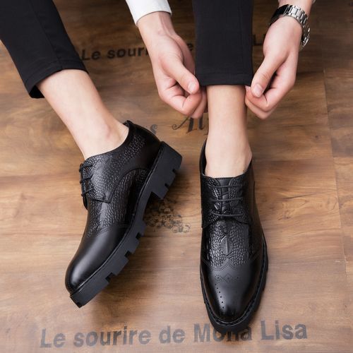 Male Shoes Vintage Men Leather Shoes Pointed Business Shoes Office Dress Shoes Black