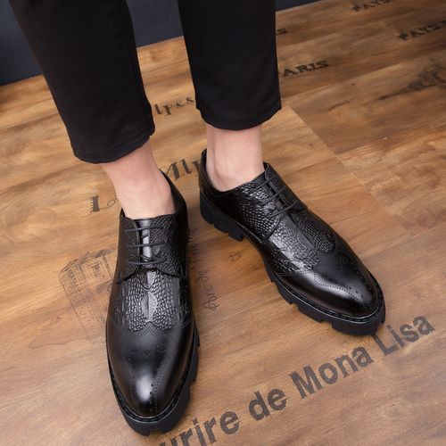 Male Shoes Vintage Men Leather Shoes Pointed Business Shoes Office Dress Shoes Black