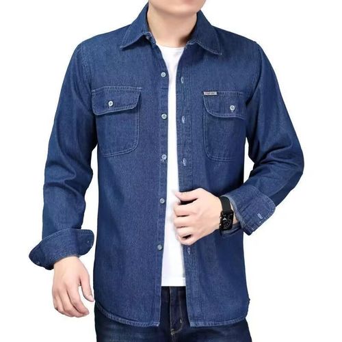 Mens Long Sleeve Denim Casual Jeans Shirts