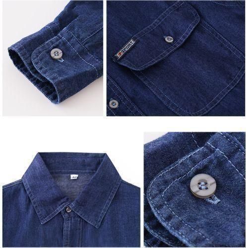 Mens Long Sleeve Denim Casual Jeans Shirts