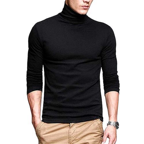 Men's Long Sleeve Turtle Neck T-shirt - Black