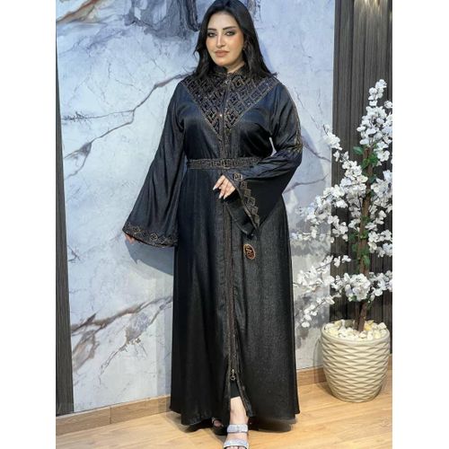 Women's celebrity style v-neck pure  kaftan Dress - Blue