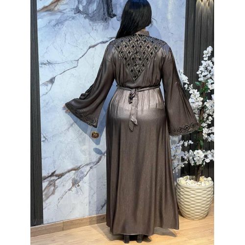 Women's celebrity style v-neck pure  kaftan Dress - Blue