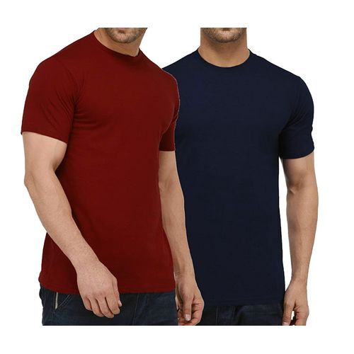 2 Pack of Round Neck T-Shirts - Maroon, Navy Blue