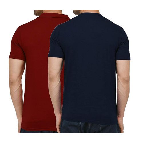 2 Pack of Round Neck T-Shirts - Maroon, Navy Blue