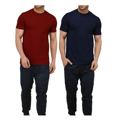 2 Pack of Round Neck T-Shirts - Maroon, Navy Blue
