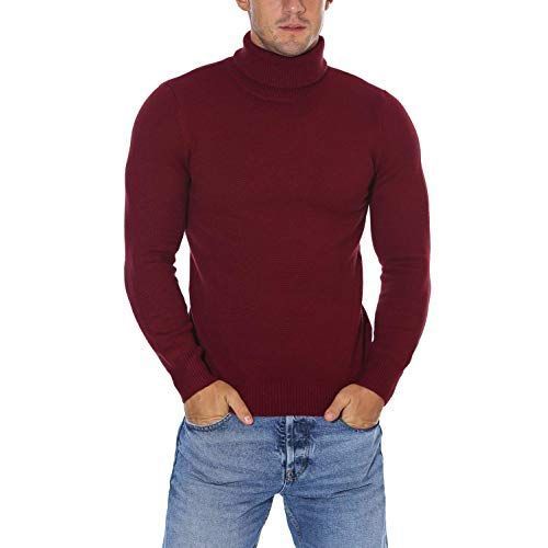 Men's Long Sleeve Turtle Neck T-shirt- Maroon