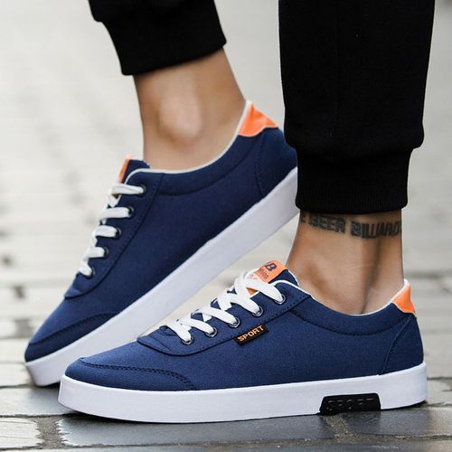 Men's Canvas Low Top Sneakers - Blue