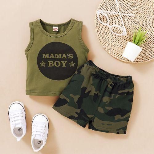 MAMA'S BOY Baby Tank Tops  Camou Print Shorts