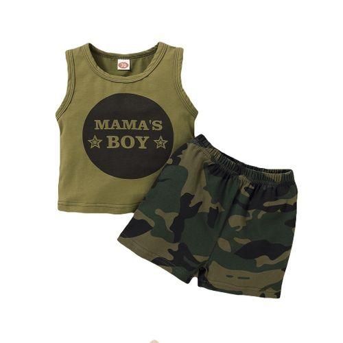 MAMA'S BOY Baby Tank Tops  Camou Print Shorts