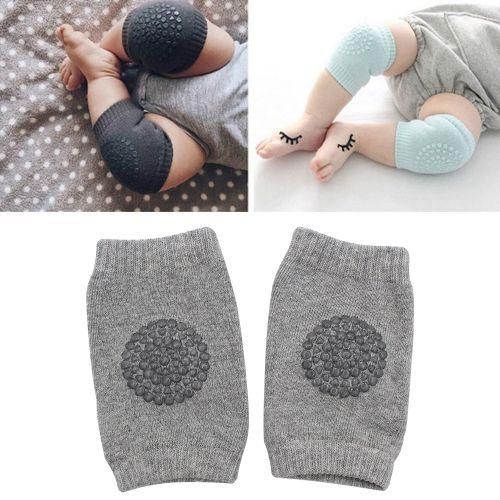 One Pair Anti-slip Children Baby Crawling Walking Knee Guard Elbow Guard Protecting Pads(Light Grey) NO5124