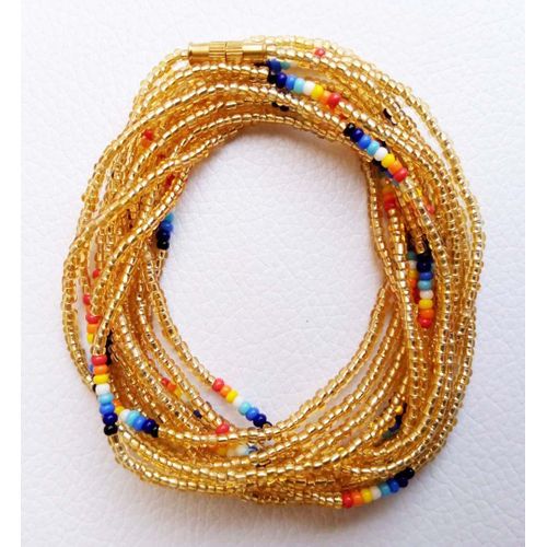 Gold and colorful waist beads - 3 strands