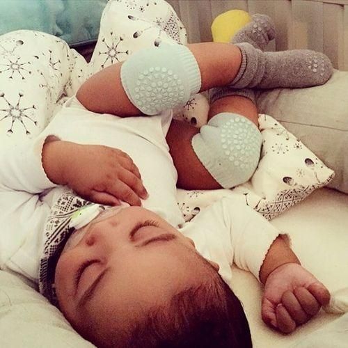 One Pair Anti-slip Children Baby Crawling Walking Knee Guard Elbow Guard Protecting Pads(Light Grey) NO5124