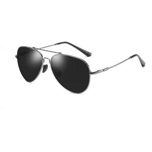 Black Pilot Polarized Oval Double Bridge Metal Frame Luxury Men Women