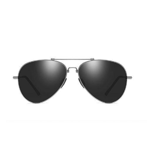 Black Pilot Polarized Oval Double Bridge Metal Frame Luxury Men Women