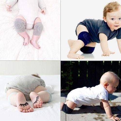 One Pair Anti-slip Children Baby Crawling Walking Knee Guard Elbow Guard Protecting Pads(Light Grey) NO5124