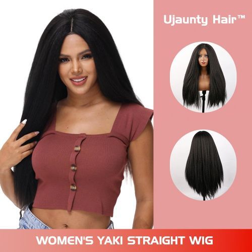 Ujaunty hair Yaki Straight U-shaped Lace Front Wig Lifetime Office Parties To Wear