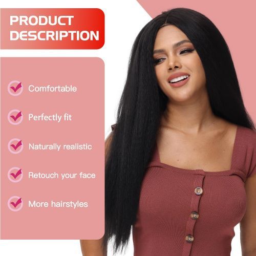 Ujaunty hair Yaki Straight U-shaped Lace Front Wig Lifetime Office Parties To Wear
