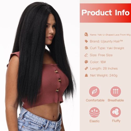 Ujaunty hair Yaki Straight U-shaped Lace Front Wig Lifetime Office Parties To Wear