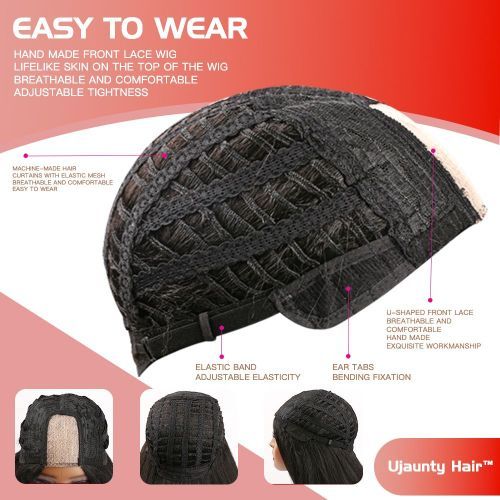 Ujaunty hair Yaki Straight U-shaped Lace Front Wig Lifetime Office Parties To Wear