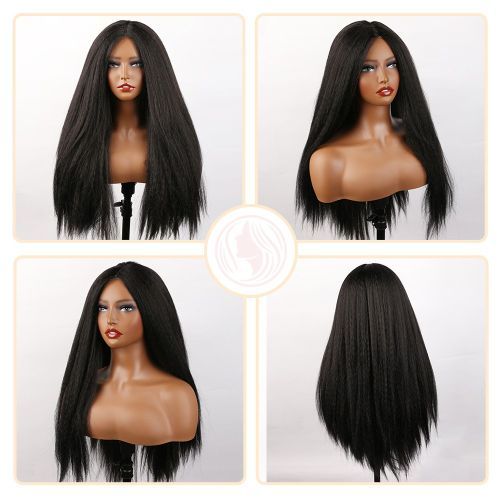 Ujaunty hair Yaki Straight U-shaped Lace Front Wig Lifetime Office Parties To Wear