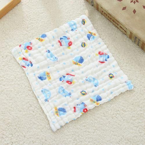 2 PCS Cotton 6-layer Gauze Saliva Towel Seersucker Small Square Scarf(Small Train) NO5116