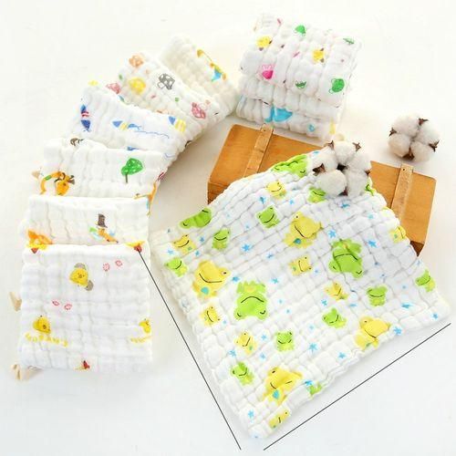 2 PCS Cotton 6-layer Gauze Saliva Towel Seersucker Small Square Scarf(Small Train) NO5116