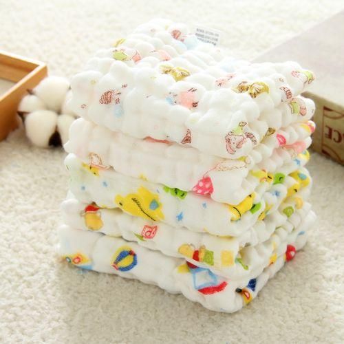 2 PCS Cotton 6-layer Gauze Saliva Towel Seersucker Small Square Scarf(Small Train) NO5116