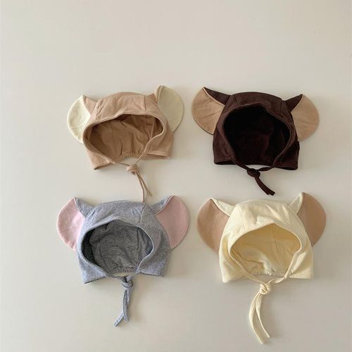 Cute Elephant Ears Baby Hat Strap Earflaps Cap Korean Style Color Matching Little Boy Baby Boy Sleeve Cap Beanie