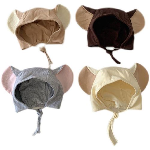Cute Elephant Ears Baby Hat Strap Earflaps Cap Korean Style Color Matching Little Boy Baby Boy Sleeve Cap Beanie