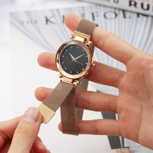 Mesh Steel Women Wrist Watch - Rose Gold