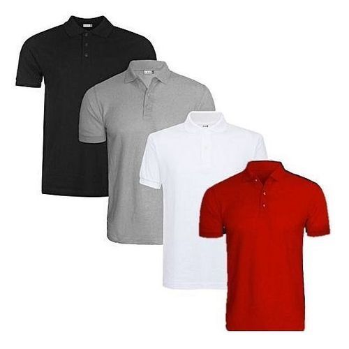 New 4 In 1 Men's Plain Polo Shirts - Grey, White, Black, Red