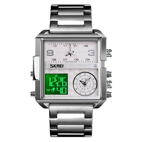 Skmei Stainless Sports Watch Mens Watches Male Clock Digital Watch - Silver