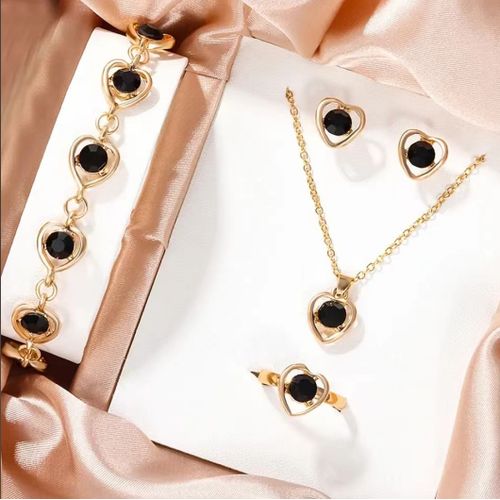 Heart Necklace Earrings Ring Bracelet Temperament Love Shaped Jewelry