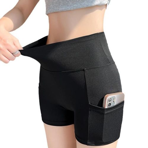 Pocket shark high waisted belly cinching, summer thin three part safety pants, women's anti slip and