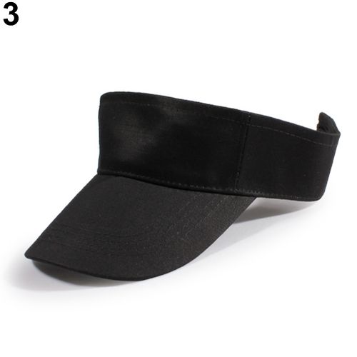 Men Women Summer Adjustable Sun Visor Tennis Golf Hat-Black