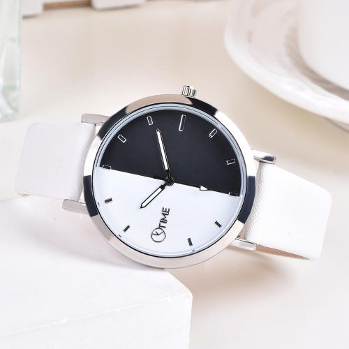 White simple leather watch