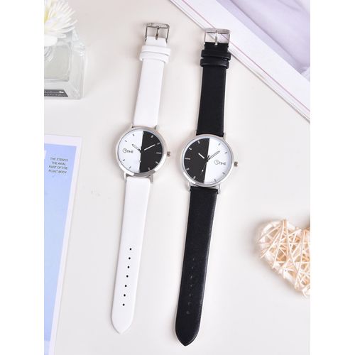White simple leather watch