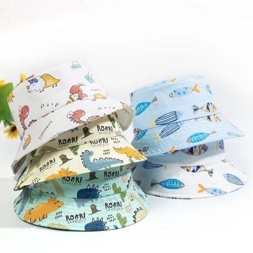 Casual Children's Bucket Hats Cute Cartoon Pattern Kids Sun Hat Fisherman Caps for Beach Hiking Fishing NO5245