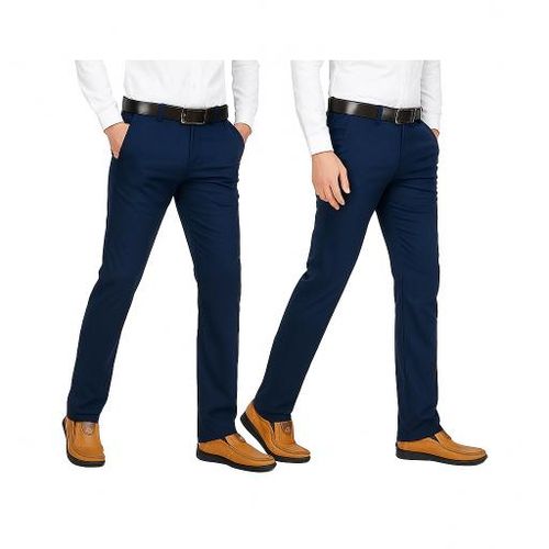2 Pack Men's Straight Fit Casual Chino Pant with Stretch - Navy Blue