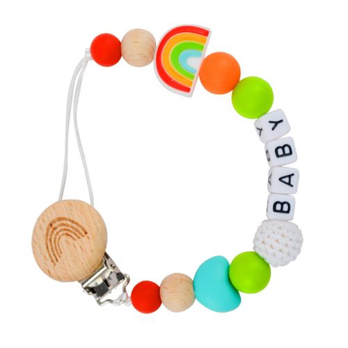 Baby Pacifier Clip Anti-Drop Chain Mini Silicone Beaded Pacifier Clips for Baby Girls and Boys,04 NO5238