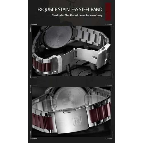 Naviforce Stainless Steel Dual Watch - Brown, Silver