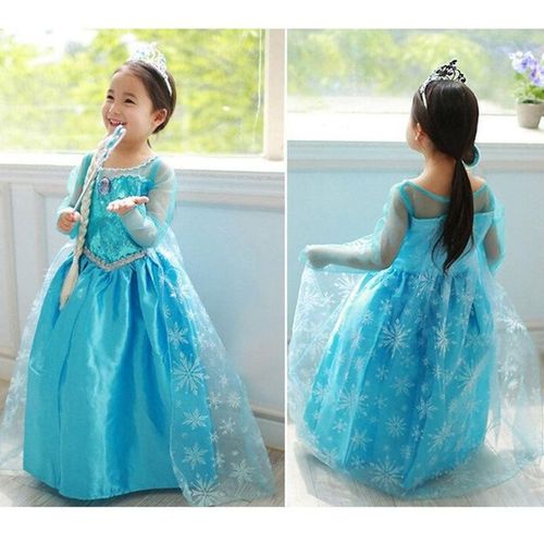 Fashion Cute Kids Children Girls Dress Princess Snow Queen Fancy Costume Long Cape Cosplay NO5273
