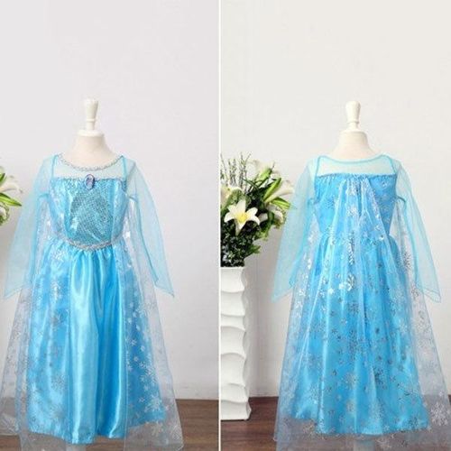 Fashion Cute Kids Children Girls Dress Princess Snow Queen Fancy Costume Long Cape Cosplay NO5273