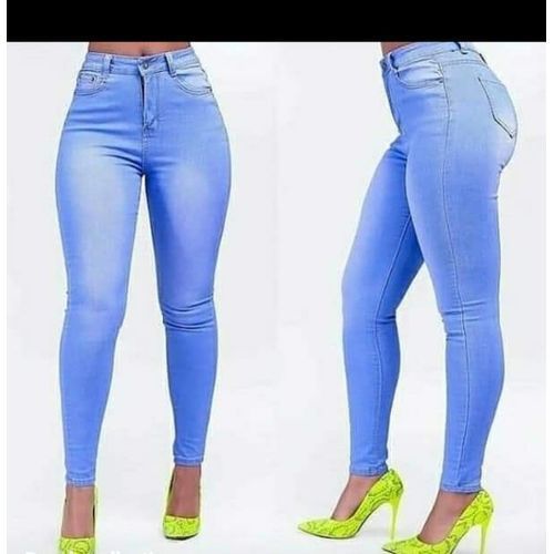 Ladies' 2 Pack High Waist Jeans - Blue,Black. Pocket Design May Vary