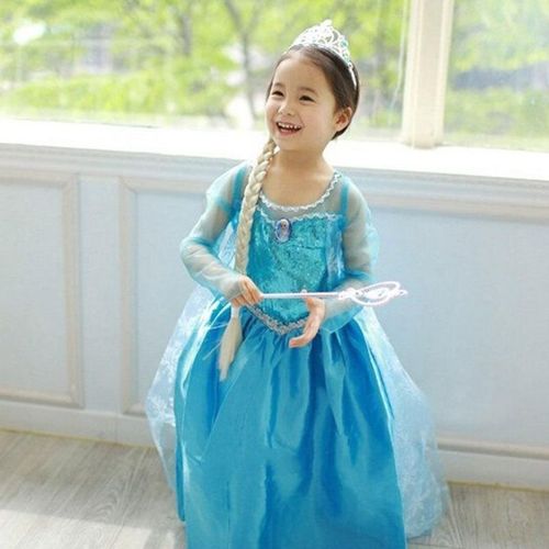 Fashion Cute Kids Children Girls Dress Princess Snow Queen Fancy Costume Long Cape Cosplay NO5273