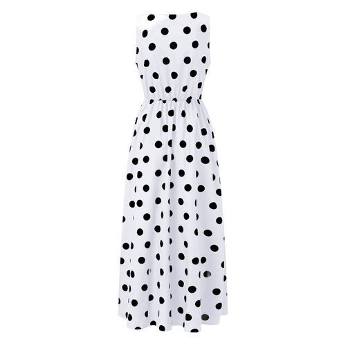 Women Fashion V-Neck Sexy Sleeveless Print  Summer Party High Slit Maxi  Dress